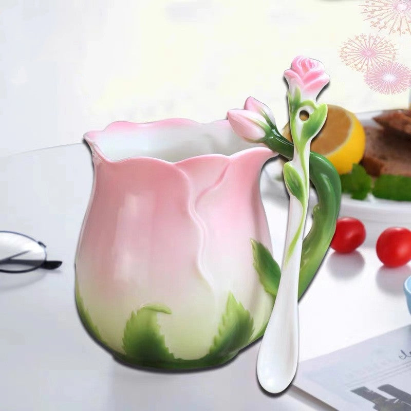 pink tulip mug
