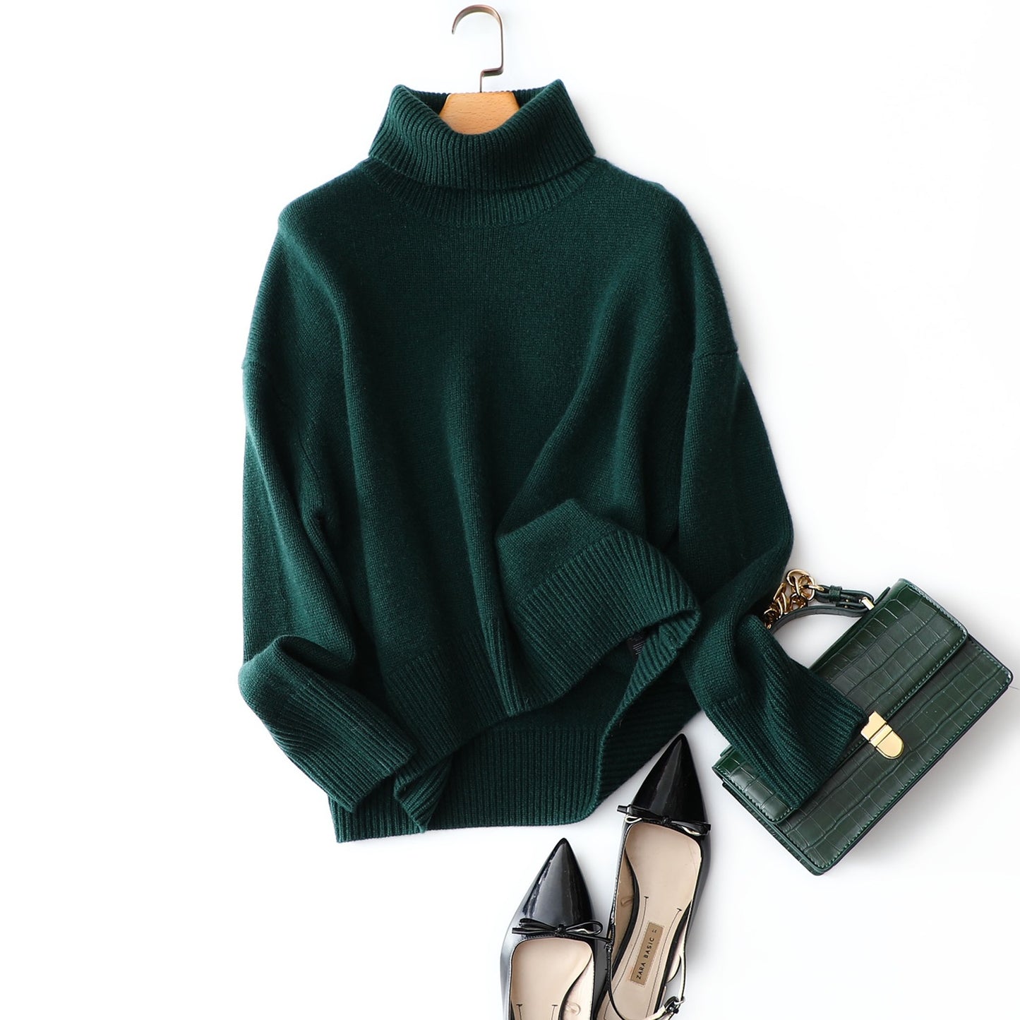 pure cashmere emerald green sweater