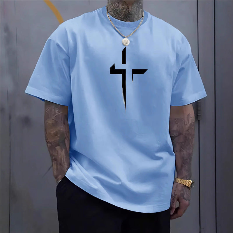 pure cotton cross blue shirt