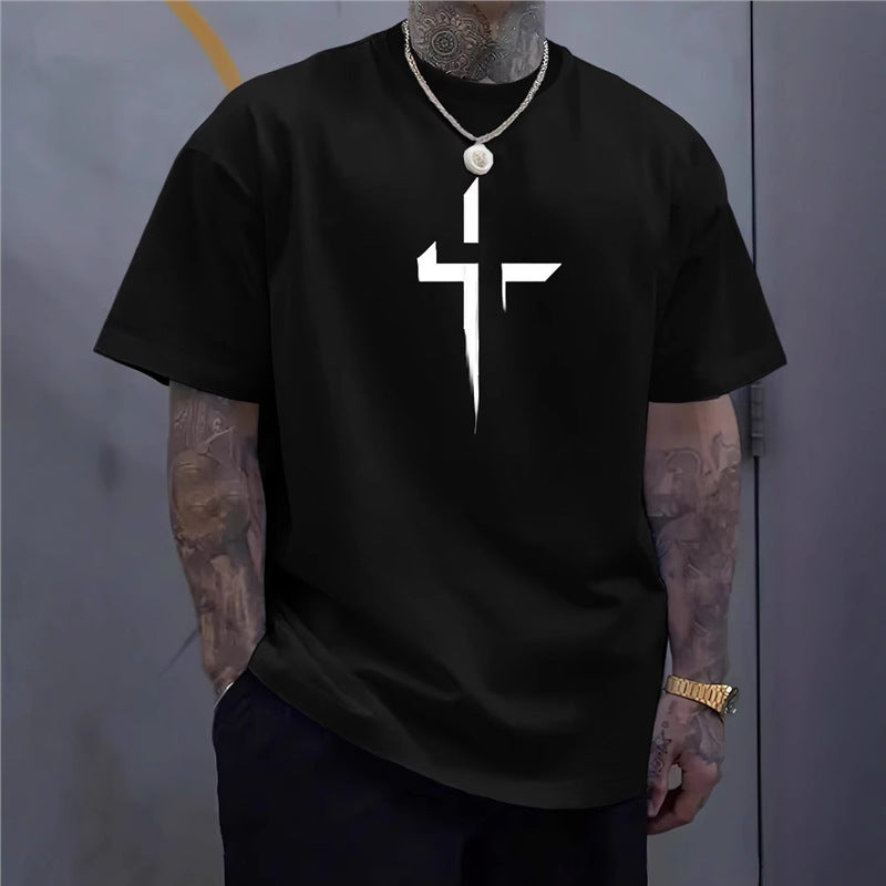 pure cotton cross art black shirt