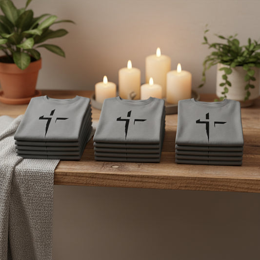 cotton grey cross art shirt