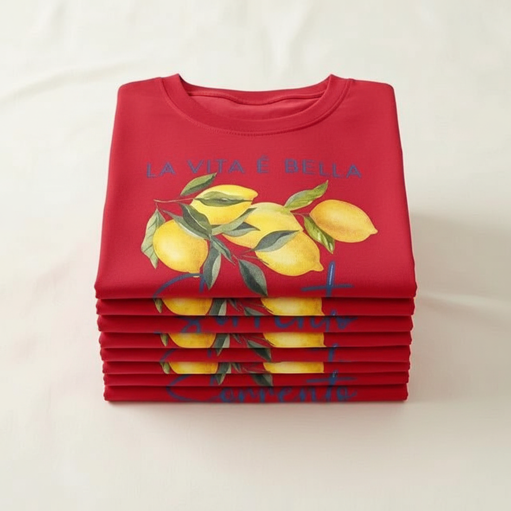 100% cotton red Italy shirt