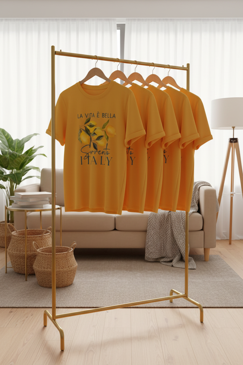 100% cotton yellow sorrento italy shirt
