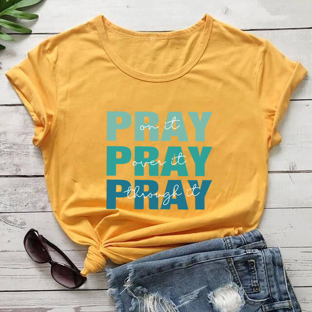 pure cotton yellow pray tshirts