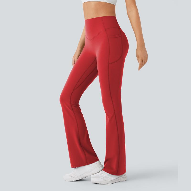 red yoga pants