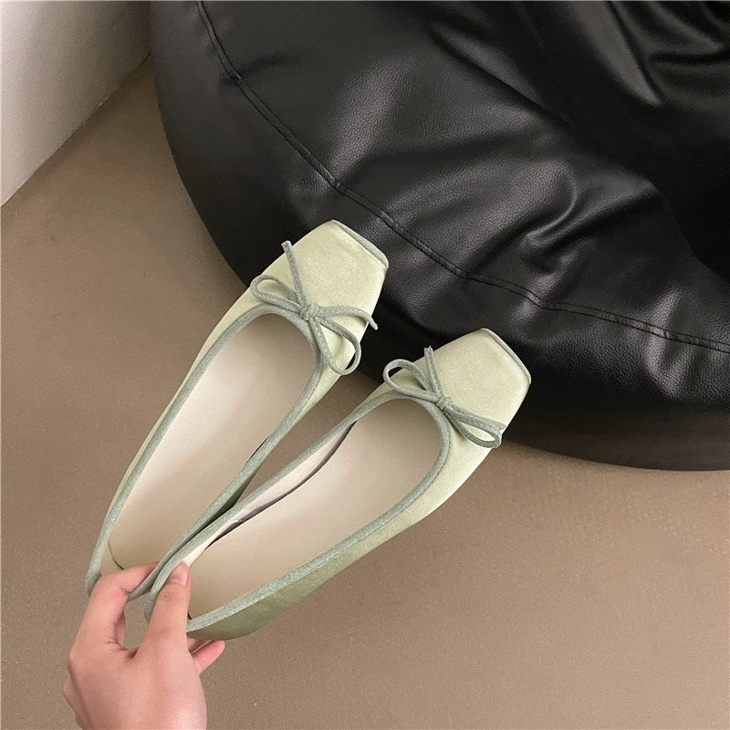 sage green ballet flats