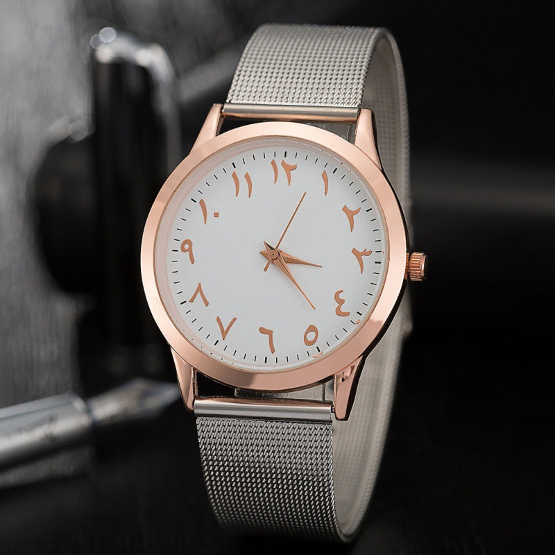 silver pink watch