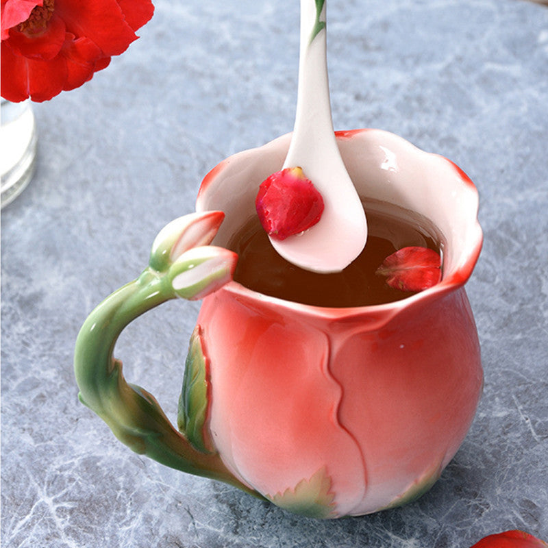 red tulip mug