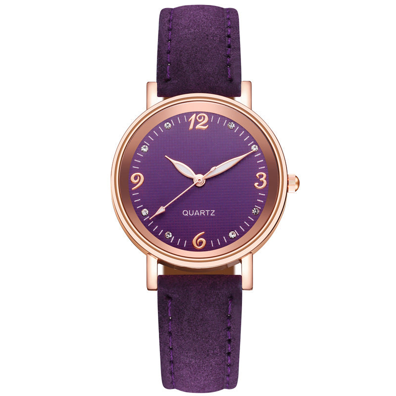 violet leather watch