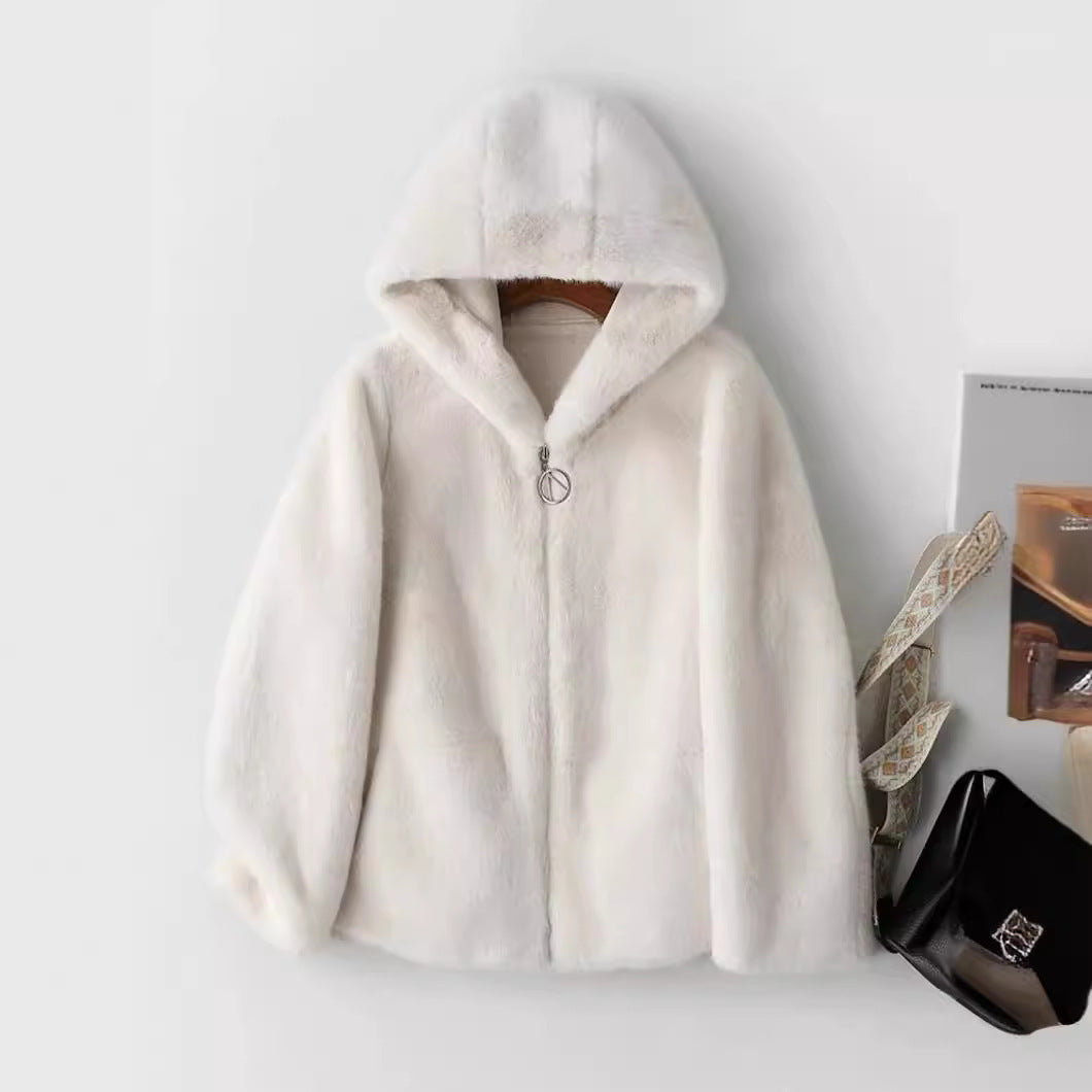 white plush hoodie